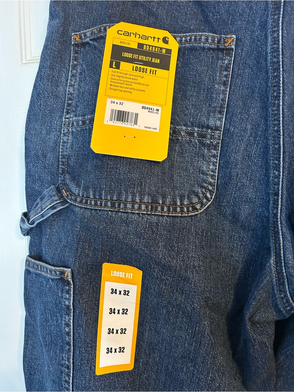 Carhartt Men's Cargo Work Pants - Dark Blue Denim - Picture 4 of 4